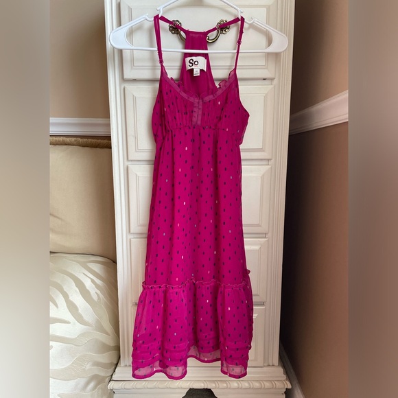 SO Dresses & Skirts - SO Fuchsia Sleeveless Dress with Dots